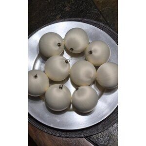 Set Of (9)Vintage Pyramid Mills Satin Round 3" Cream Christmas Ball Ornaments